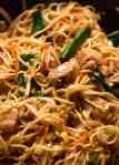 Close up photo of Chow Mein Noodles with chicken and vegetables