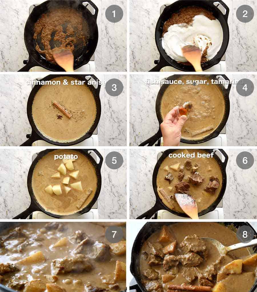Preparation steps for Massaman Curry