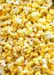 Close up of yellow, buttery, Homemade Movie Popcorn