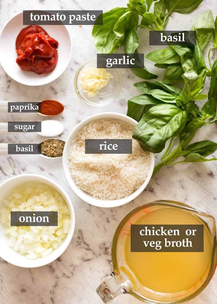 Ingredients in Tomato Basil Rice