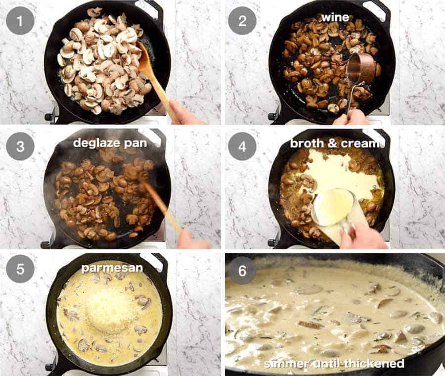 Preparation steps for Creamy Mushroom Sauce
