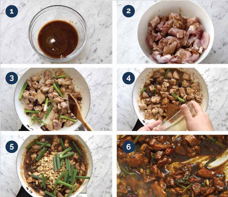 Preparation steps for Kung Pao Chicken