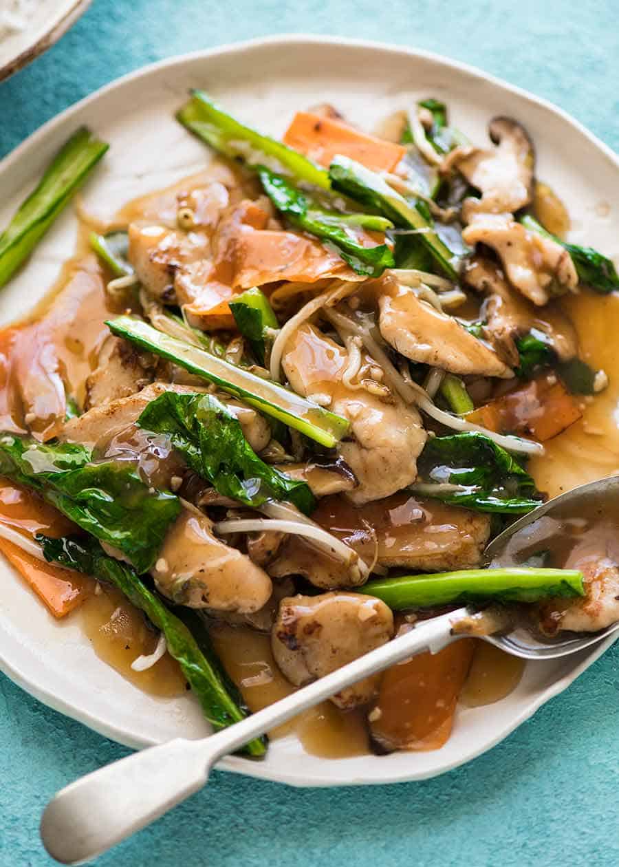 Chop Suey - Chicken Stir Fry on a plate, ready to be served