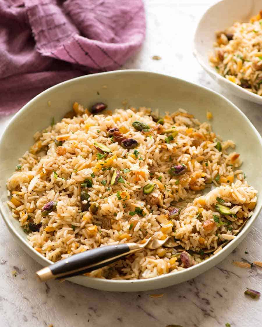 Rice Pilaf in a bowl, ready to be served