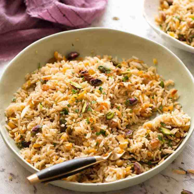 Rice Pilaf in a bowl, ready to be served