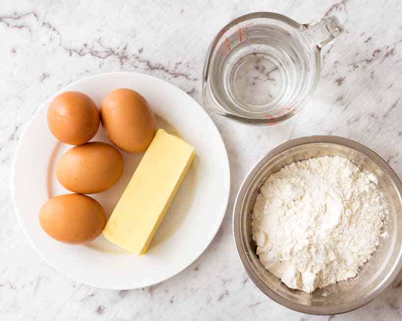 Ingredients in Choux Pastry for Profiteroles