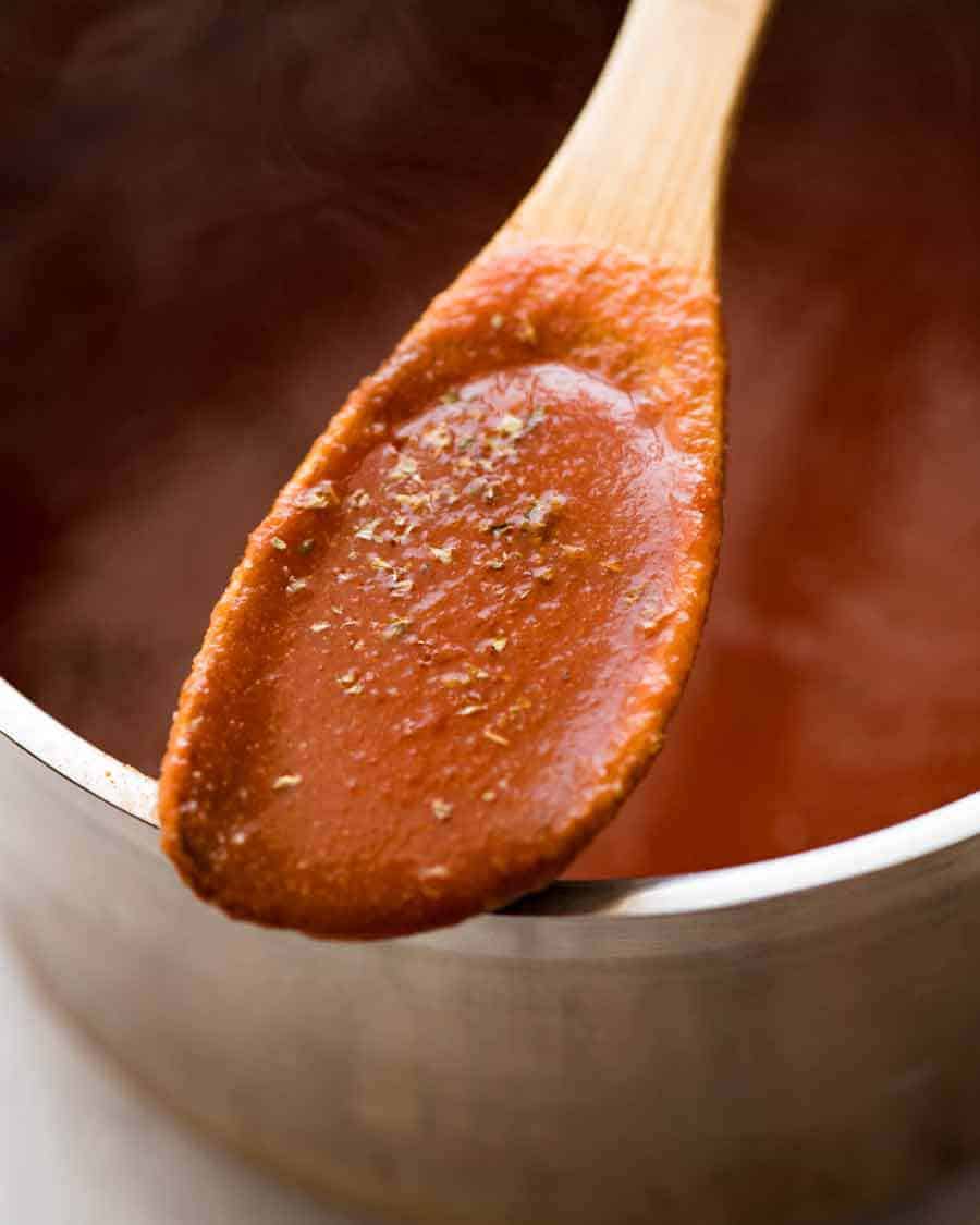 Close up of Taco Sauce in a saucepan