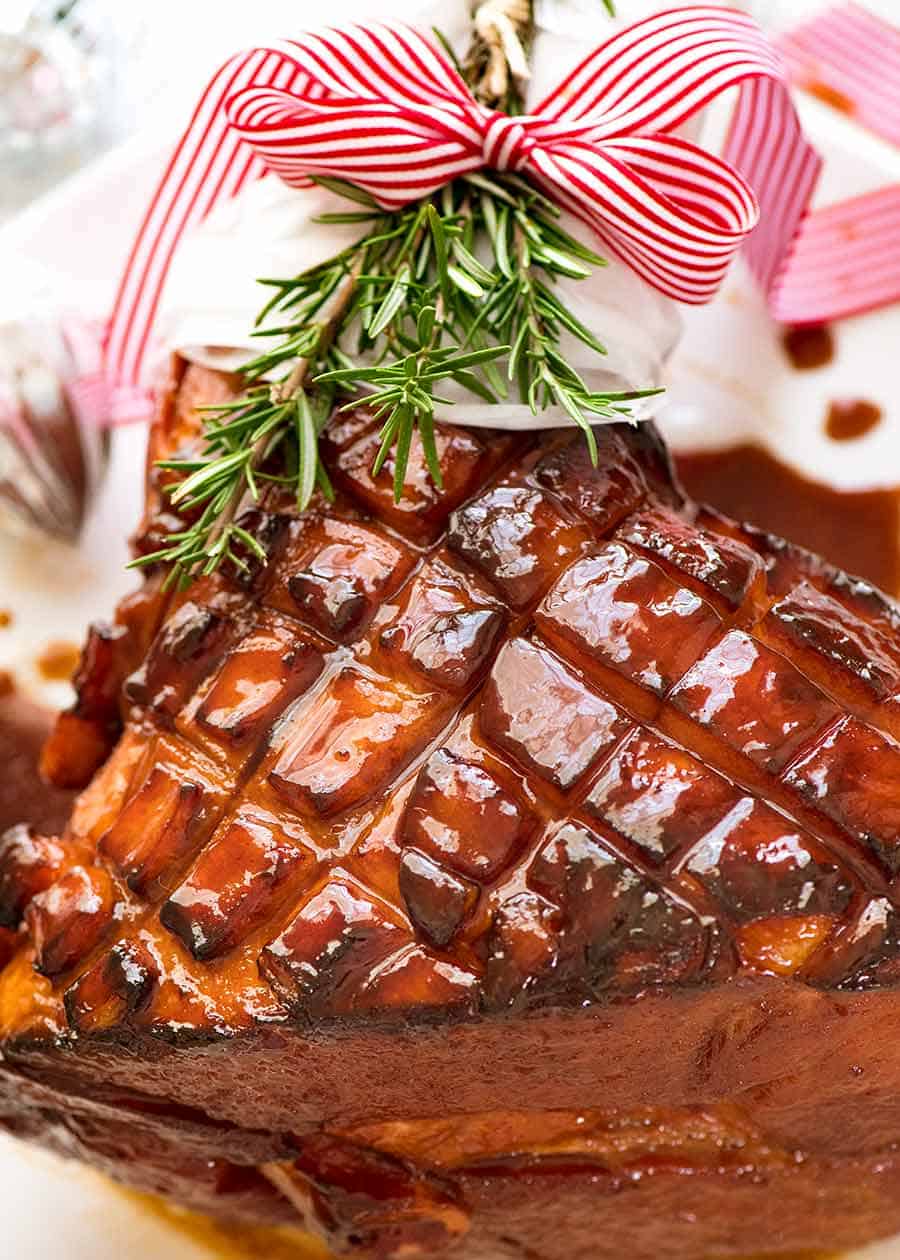 Overhead photograph  of Brown Sugar Ham Glaze for Glazed Ham