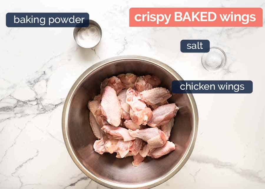 Ingredients for crispy oven baked chicken wings