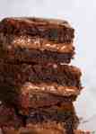 Close up of stack of Outrageous Nutella Brownies