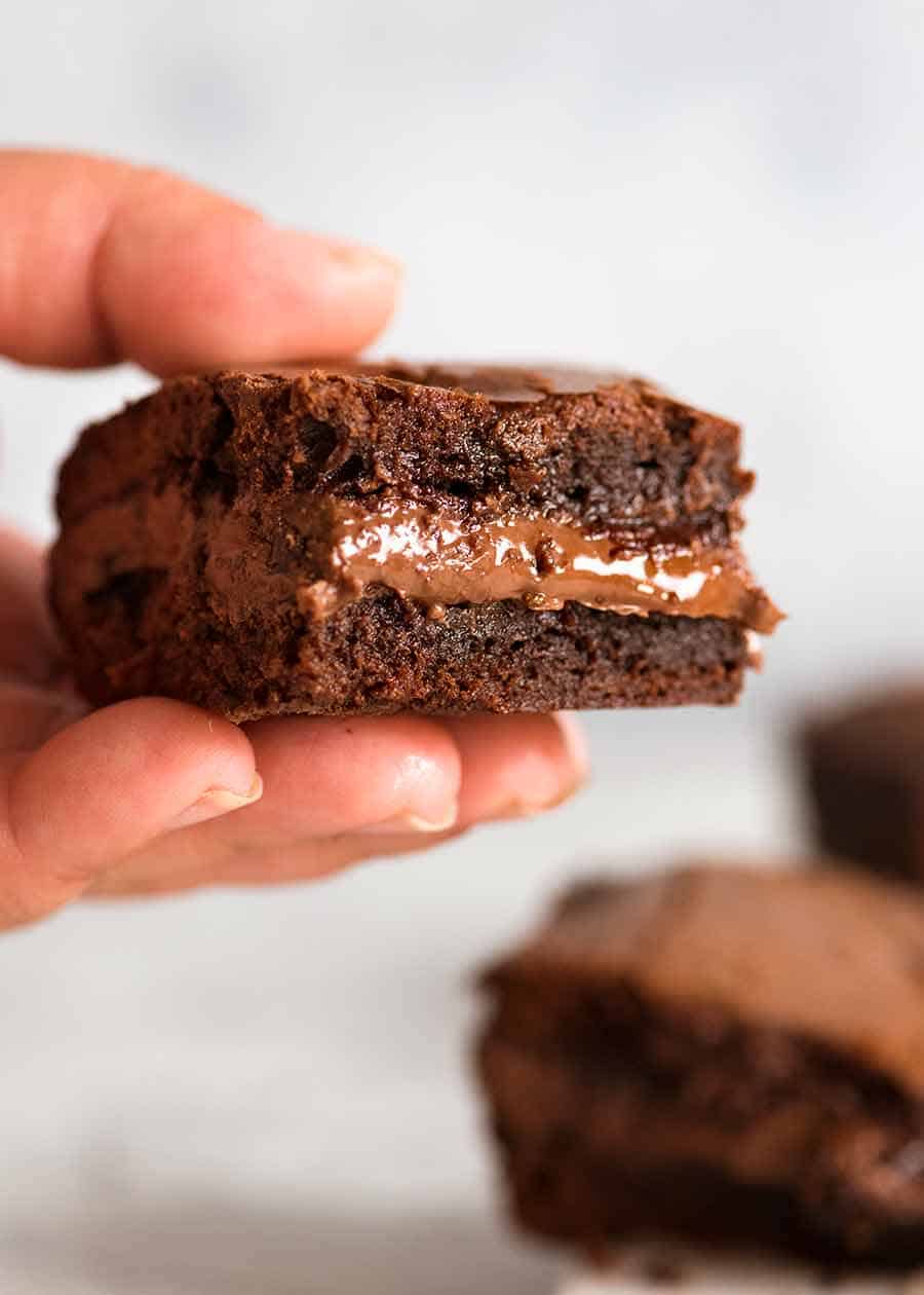 Hand holding Outrageous Nutella Brownies