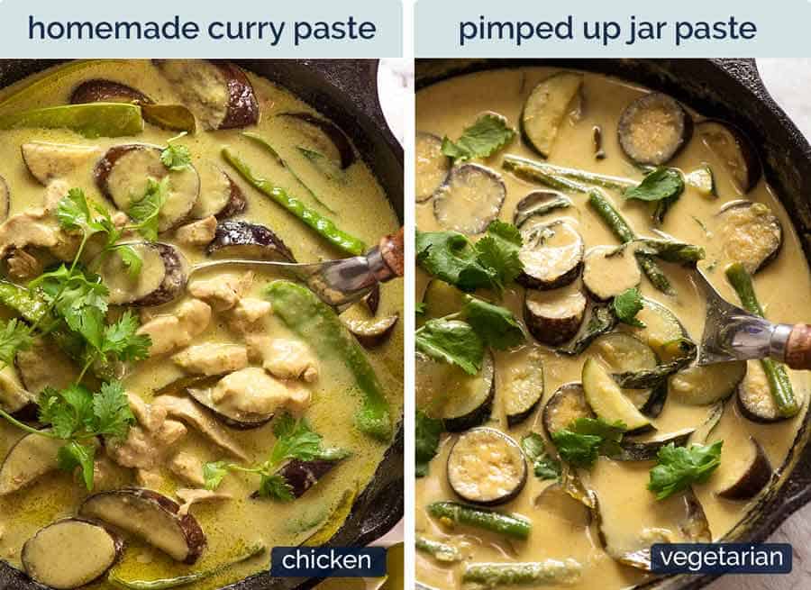 Thai Green Curry comparison of homemade and jar green curry paste