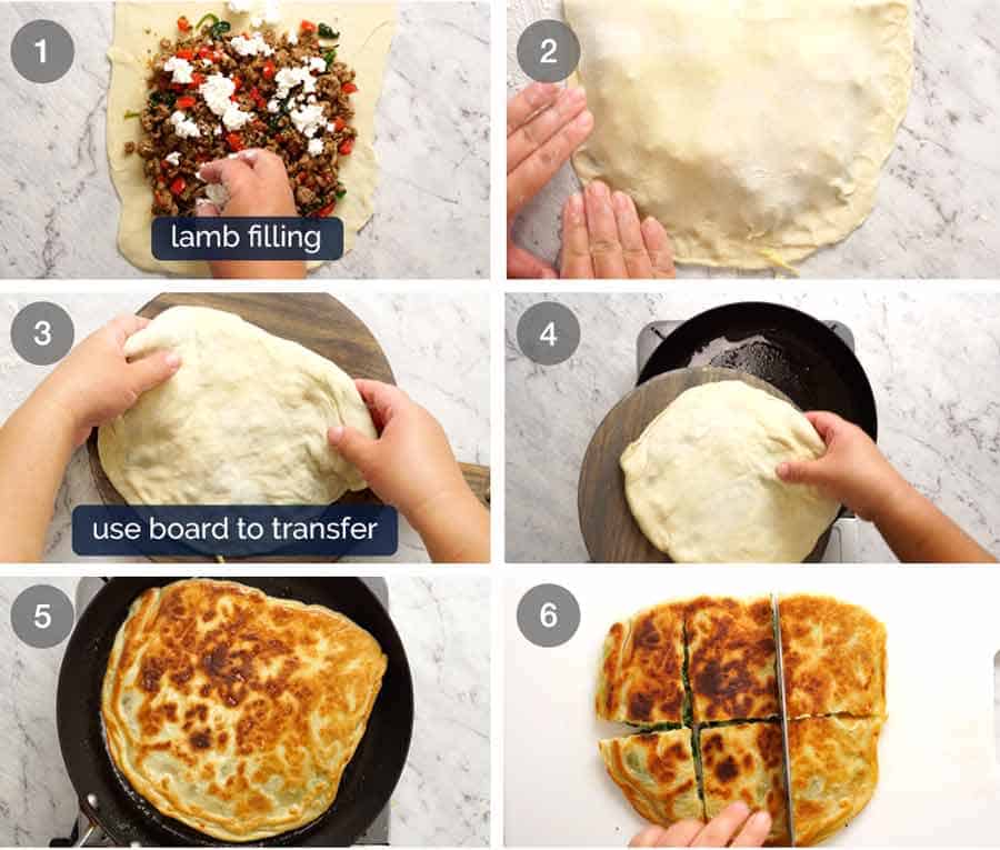 How to make Gozleme - Turkish stuffed flatbreads made with simple no yeast flatbread