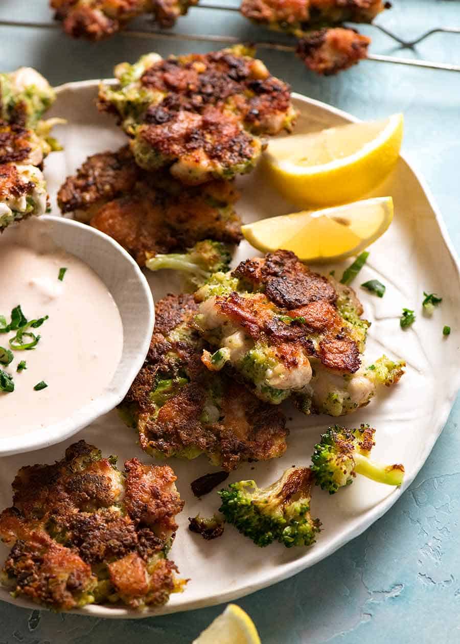 Plate of Broccoli Chicken Fritters