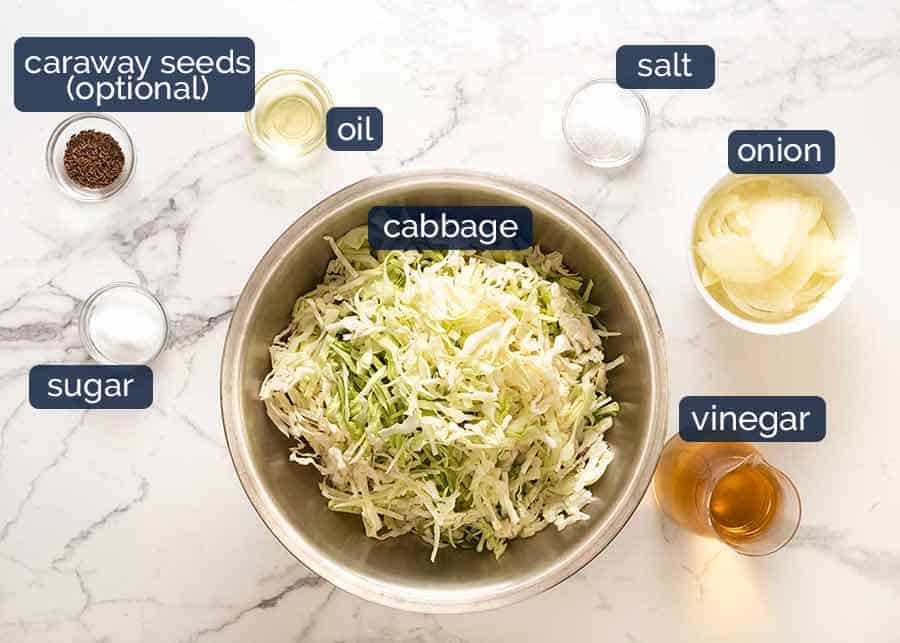 Ingredients in quick sauerkraut
