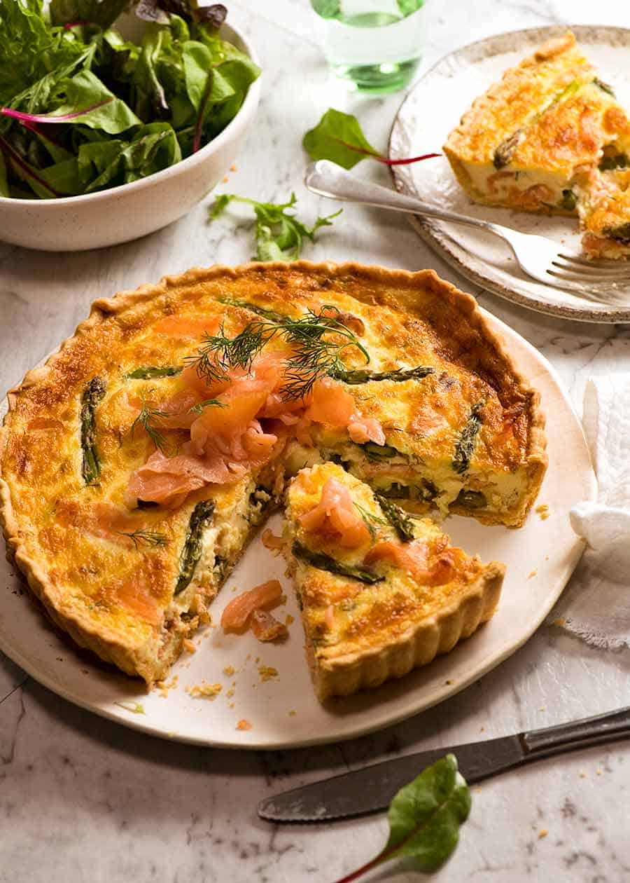 Salmon Quiche brunch with salad on the side
