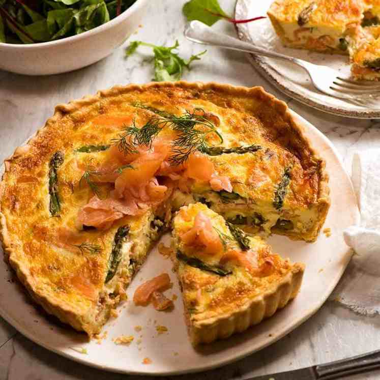 Salmon Quiche brunch with salad on the side