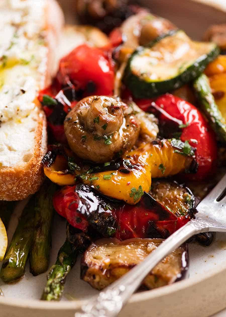 Close up of Marinated Grilled Vegetables