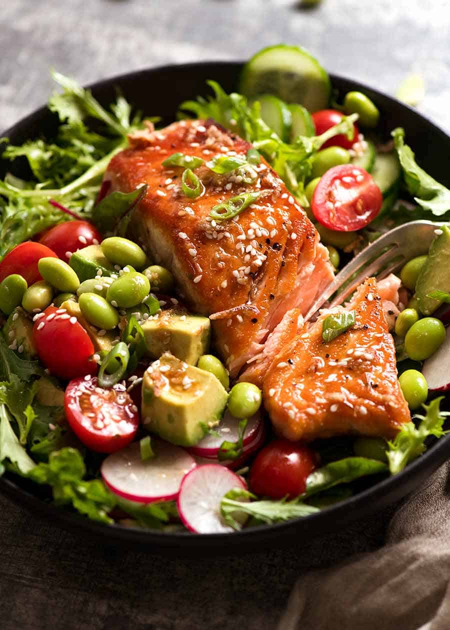 Salmon Salad with Asian Ginger Sesame Dressing | RecipeTin Eats