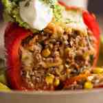 Close up of stuffed peppers - Mexican Stuffed Peppers
