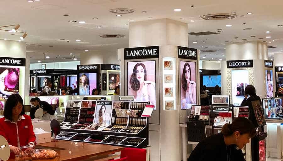 Cosmetic section in Ginza department store