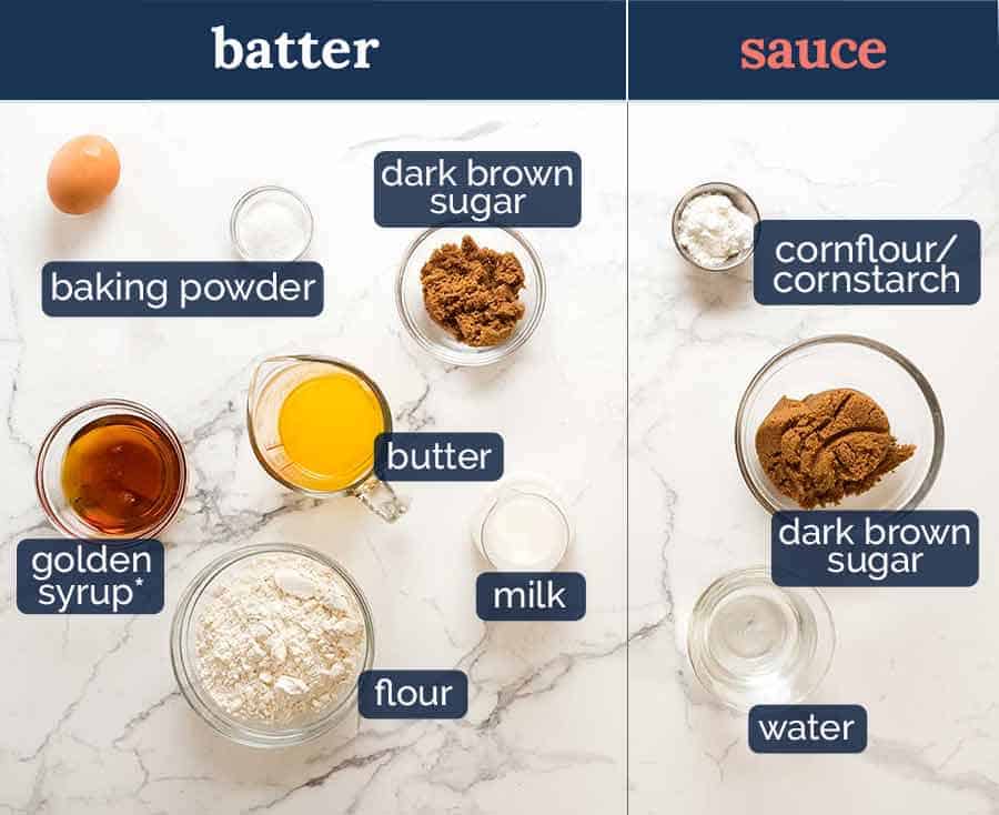 Self Saucing Butterscotch Pudding ingredients