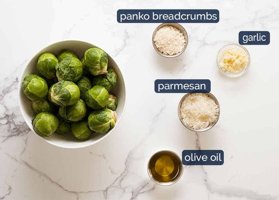 What goes in CRISPY Parmesan Garlic Roasted Brussels sprouts