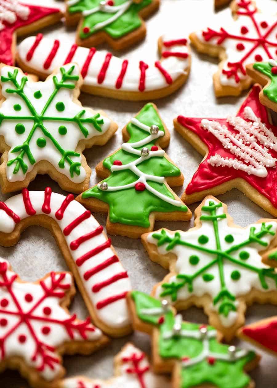 Close up of colourful Christmas Cookies