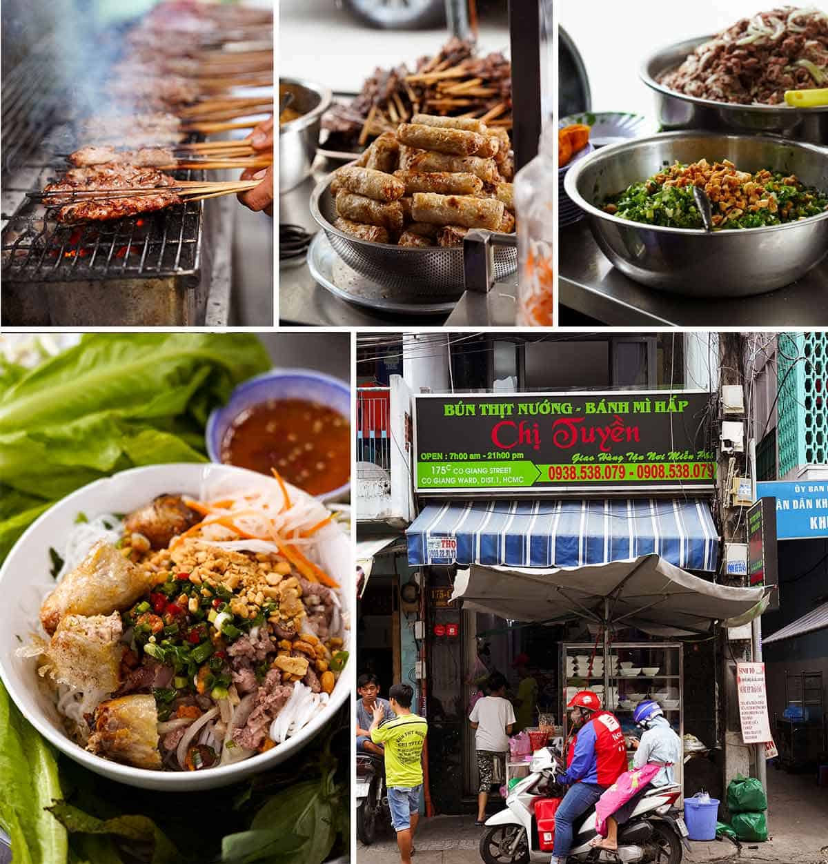 Best place to have Vietnamese Lemongrass Pork Noodle Bowls in Saigon (Bun Thit Nuong) - Bun Thit Nuong Chi Tuyen
