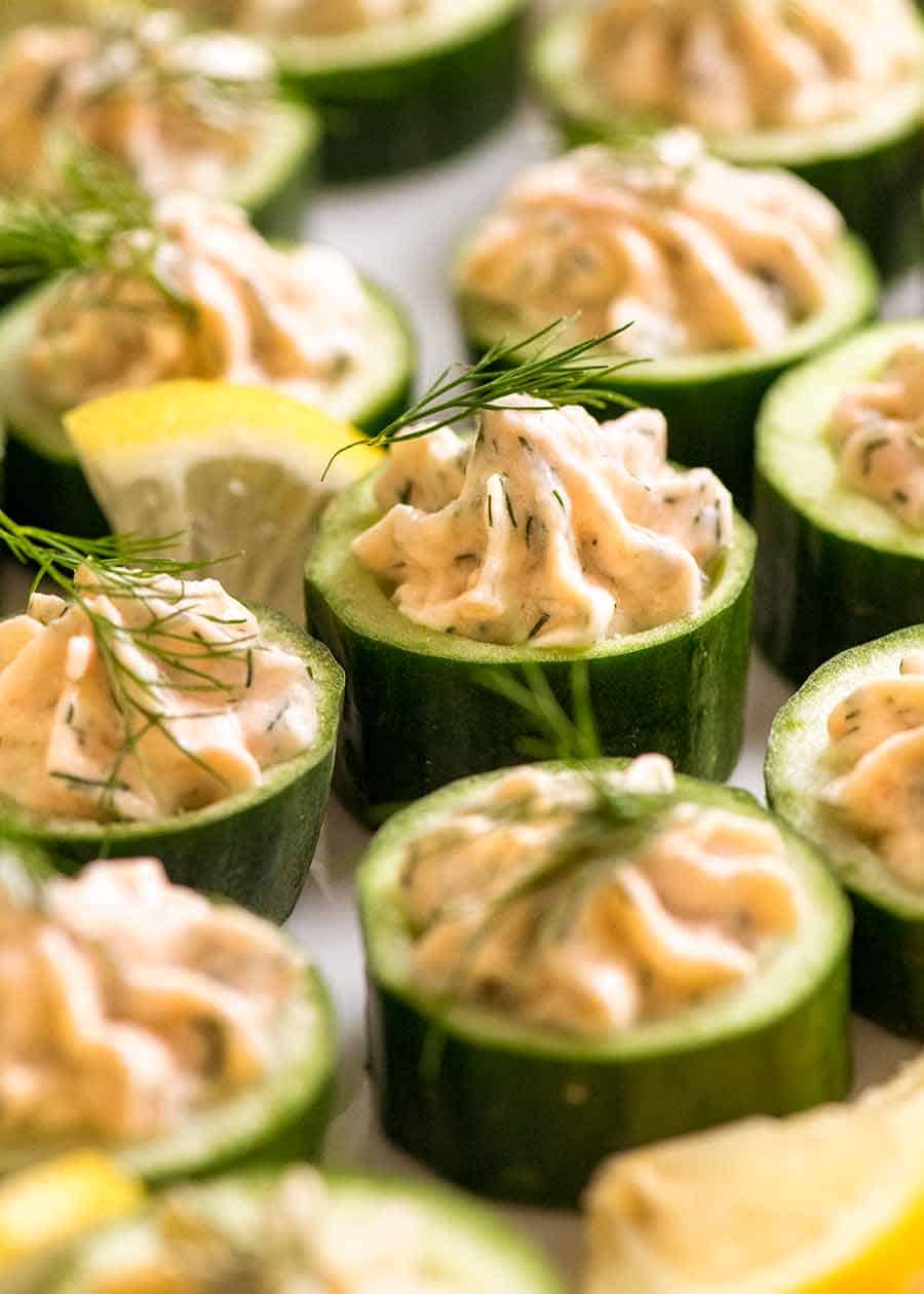 Cucumber Canapés with Smoked Salmon Mousse | RecipeTin Eats