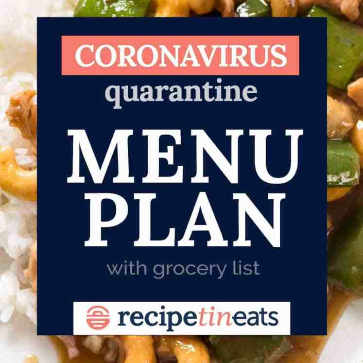 Corona virus quarantine menu plan