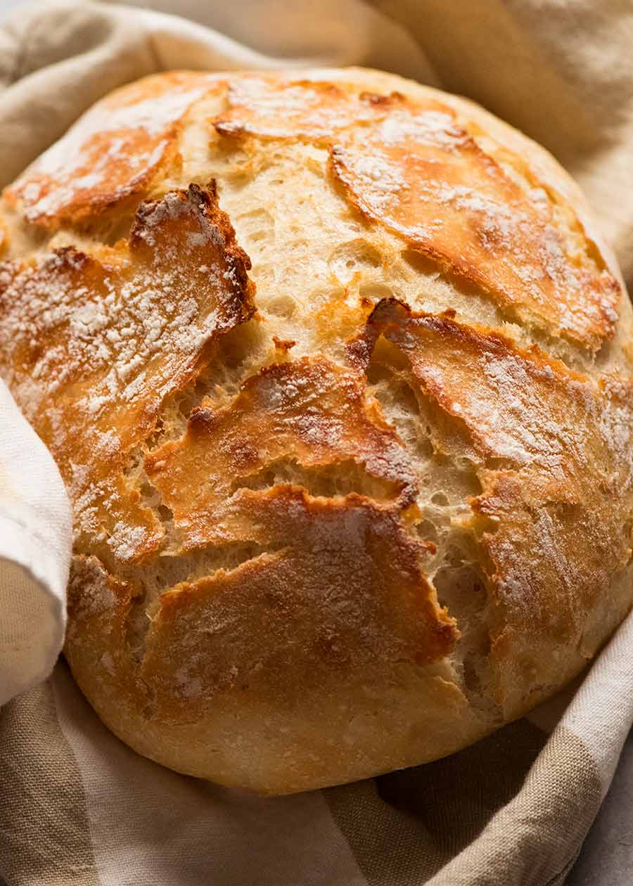 Close up of homemade Artisan style crusty bread loaf