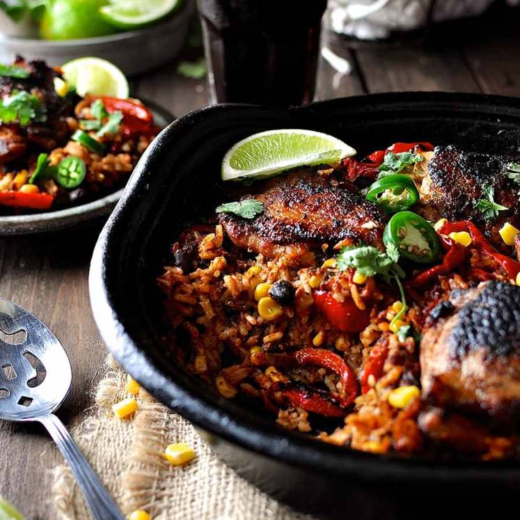 One Pot Mexican Chicken and Rice fresh out of the oven