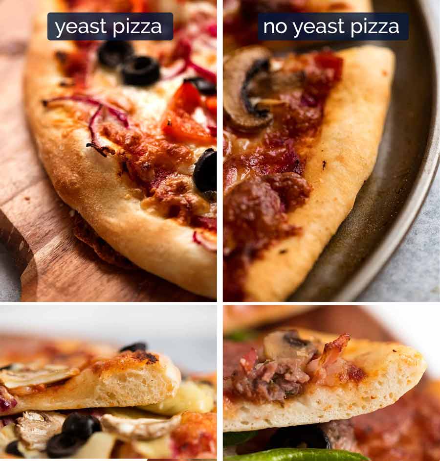 Comparison of yeast vs no yeast pizza
