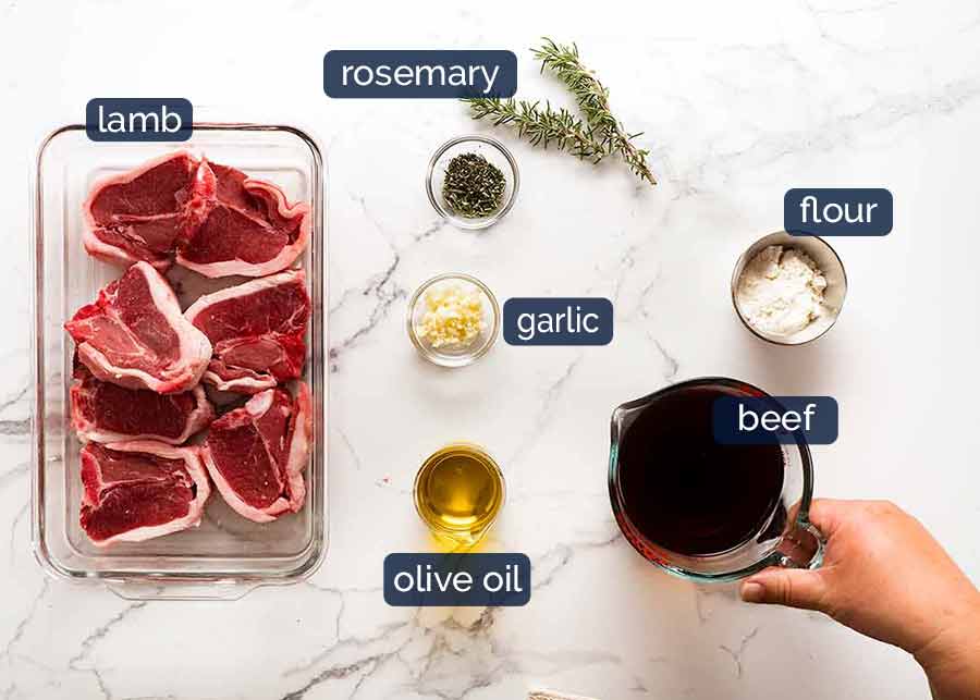 Ingredients in rosemary gravy lamb chops