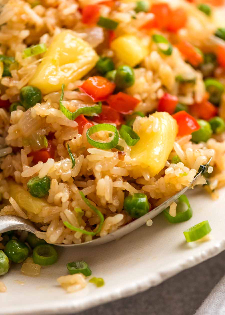 Close up of Pineapple Fried Rice (Thai)