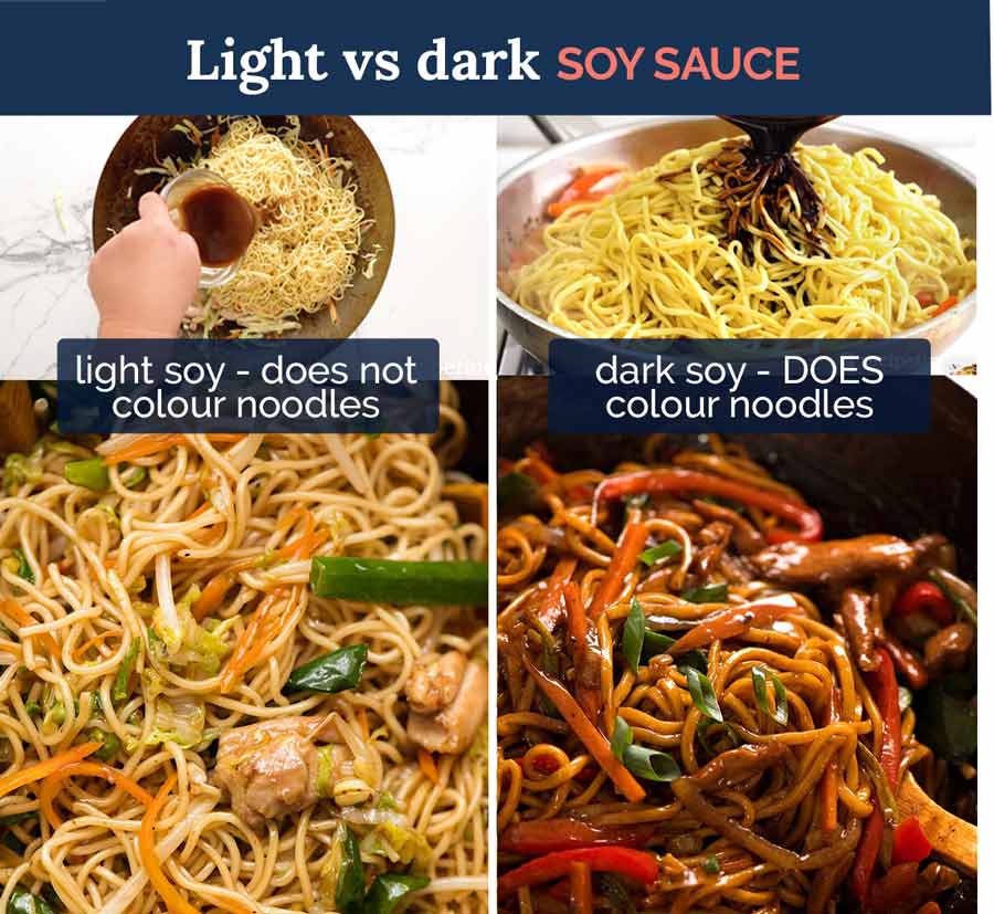 Comparison of light vs dark soy sauce