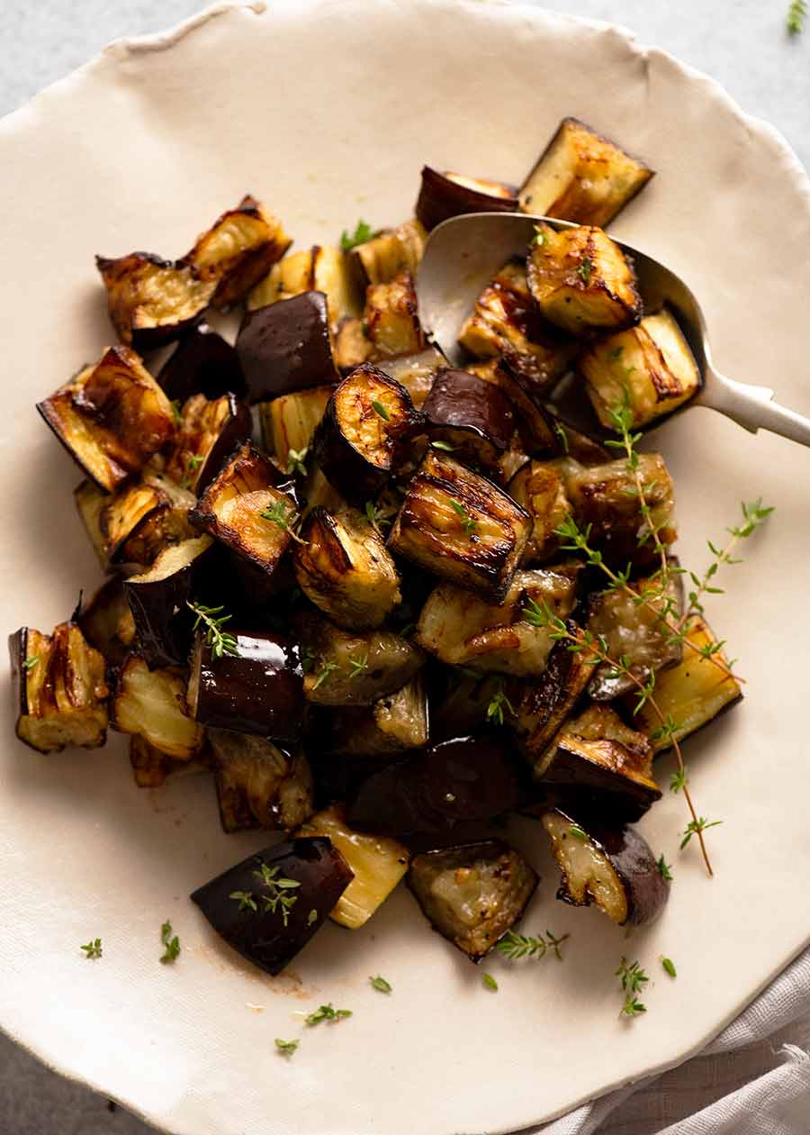 Roasted Eggplant – oven baked cubes - Yummy Recipe