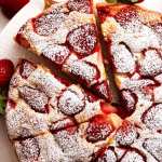 Close up of strawberry cake recipe