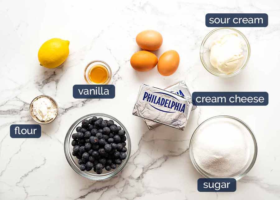 Ingredients for Blueberry Cheesecake filling
