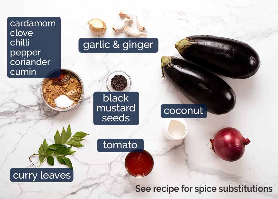 Ingredients in Indian Eggplant Curry