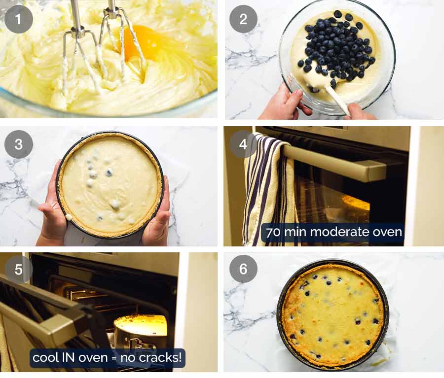 How to bake Blueberry Cheesecake in the oven - NO water bath required!