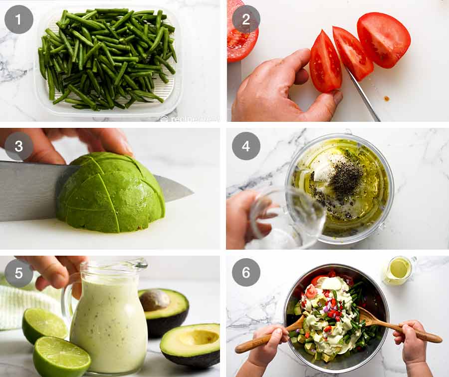 Como fazer salada de feijão verde com molho de abacate