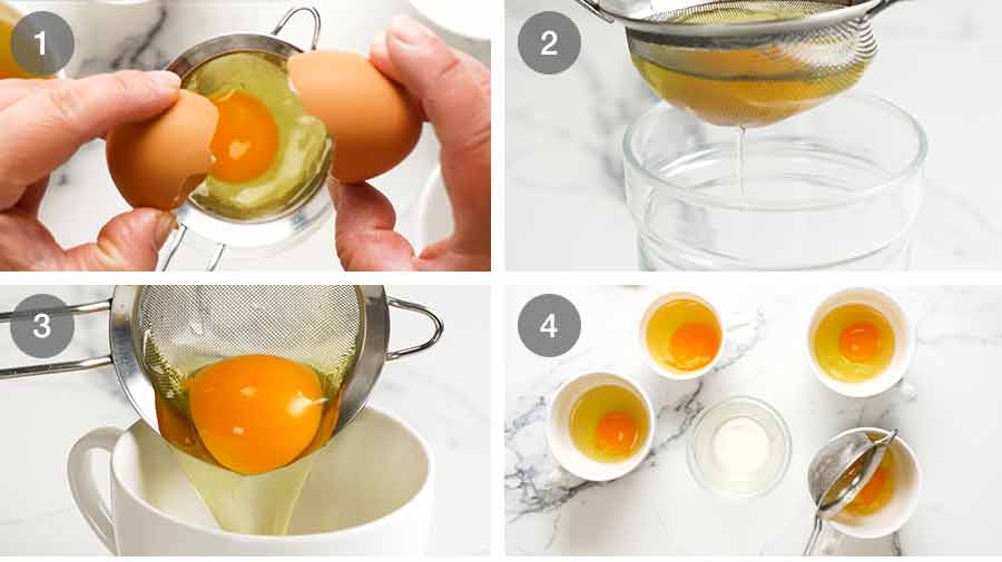 Straining eggs for poached eggs