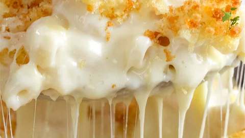 Close up of freshly made Baked Mac and Cheese