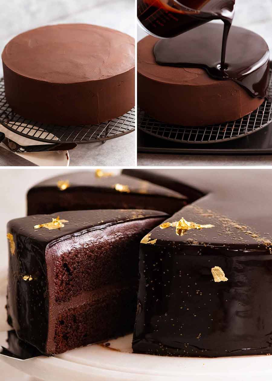 Chocolate Ganache covered cake for Mirror Glaze