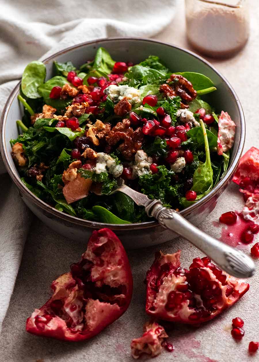 Pomegranate Salad in a bowl ready to be eaten