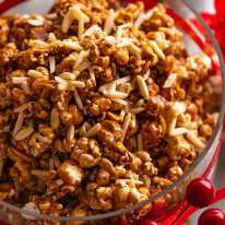 Close up of Christmas Popcorn Candy in a bowl