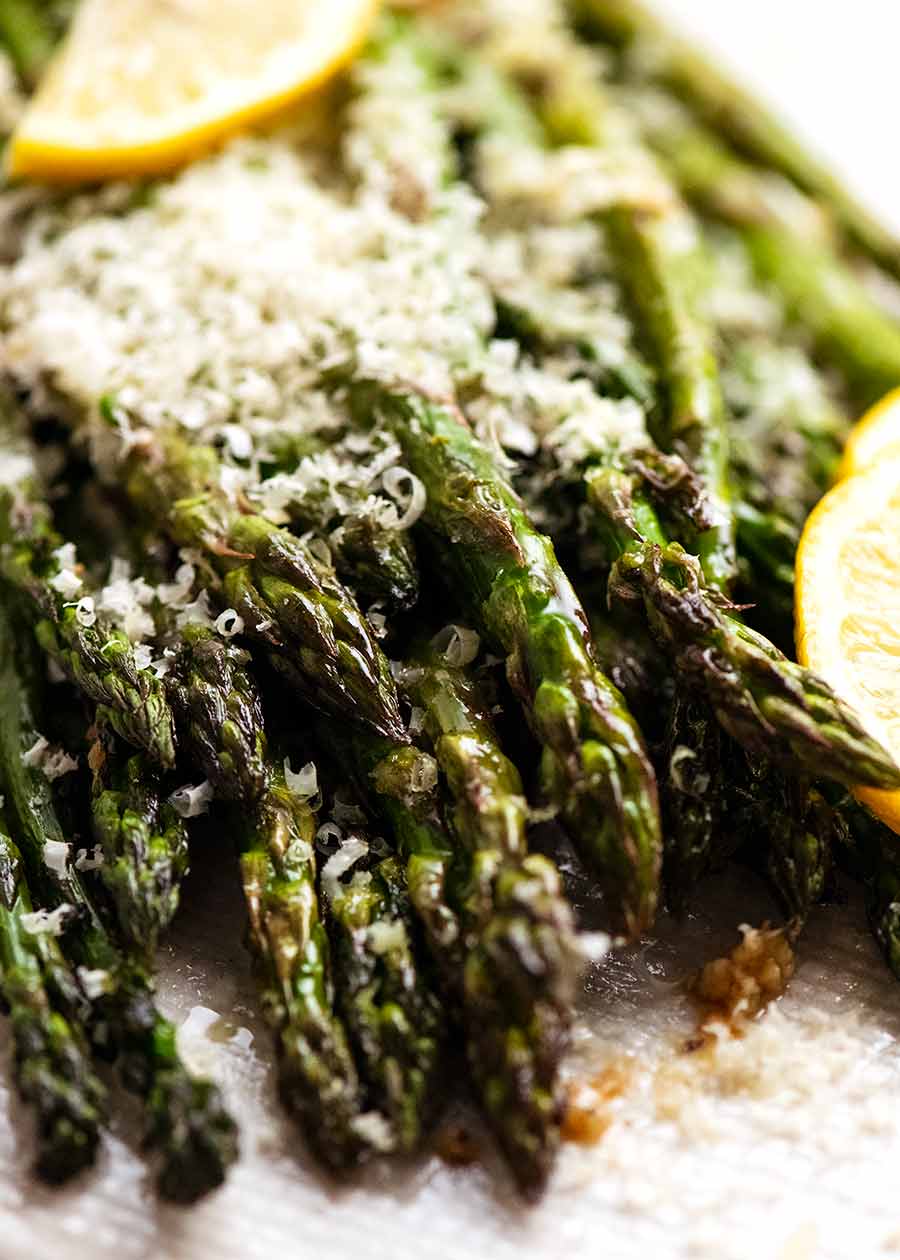 Close up of Roasted Asparagus