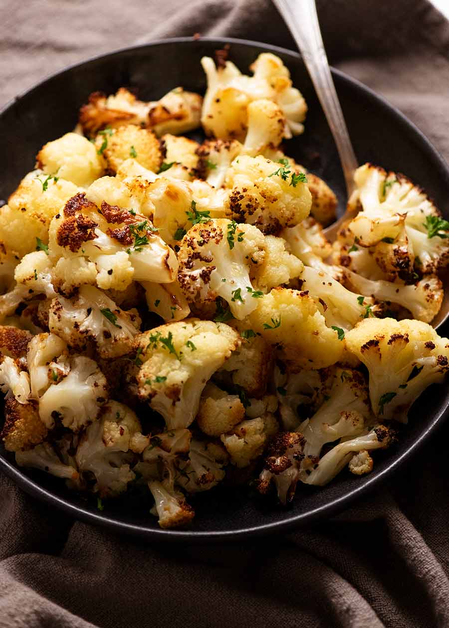 Roasted Cauliflower in a bowl, ready to be served